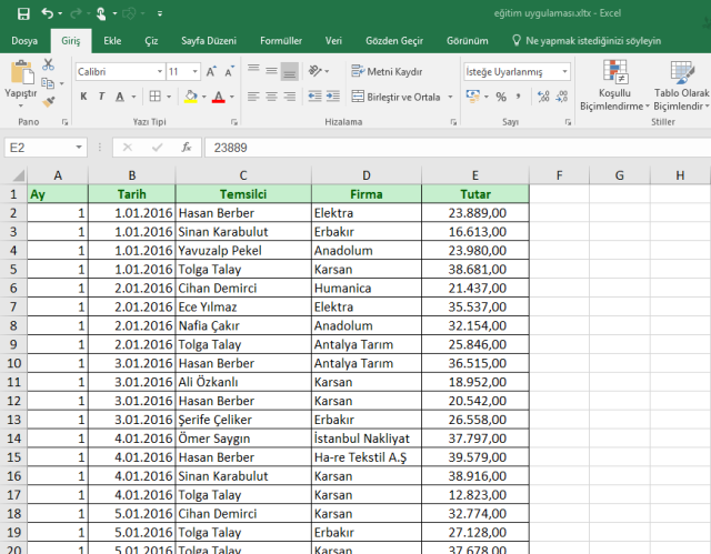 Office 365 Excel 2016 Çokeğermak işlevi
